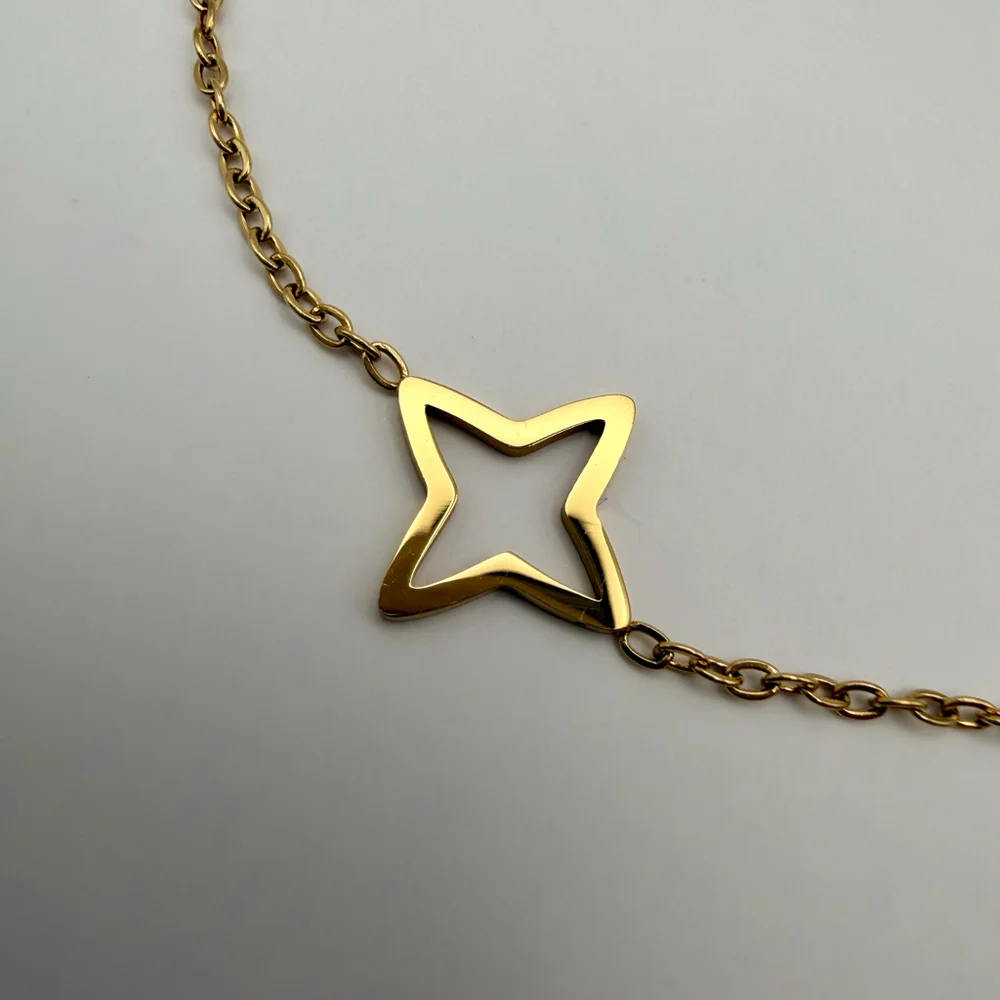 Gold Stainless Steel Star Charm Bracelet Dainty Minimalist Jewelry